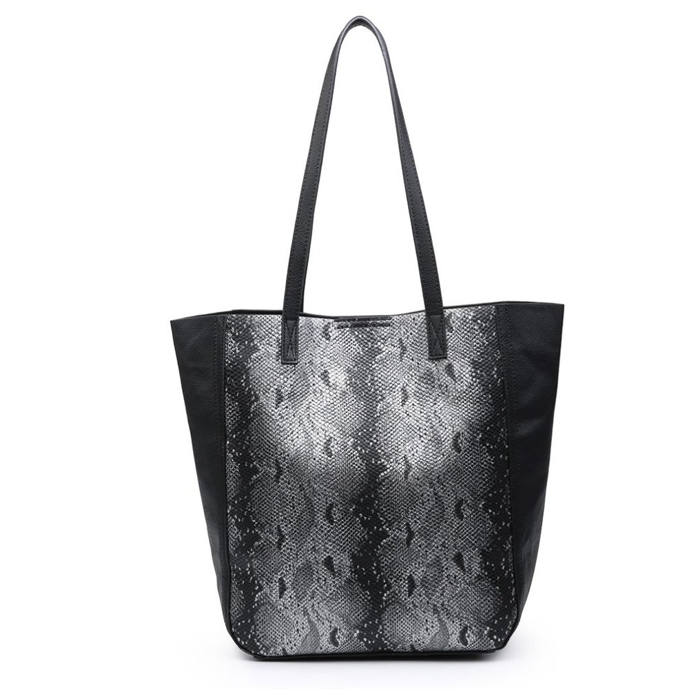 Animal Print Bag in a Bag Tote, Gunmetal